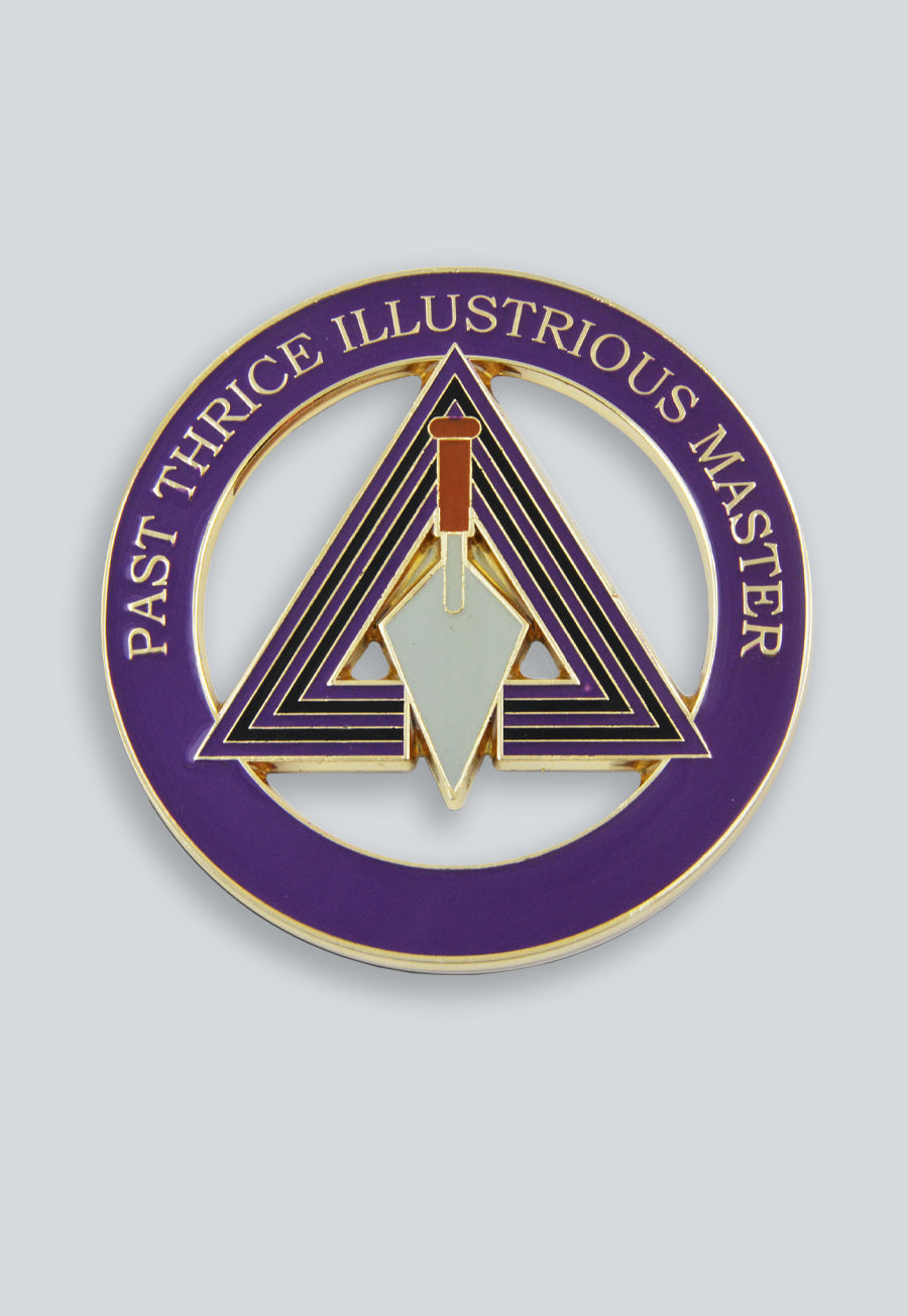 Cryptic Council Round Masonic Auto Emblem - [Purple &amp; Gold]