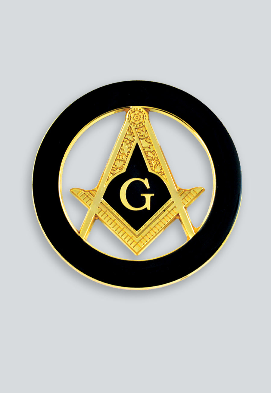 Square &amp; Compass Round Masonic Auto Emblem - 