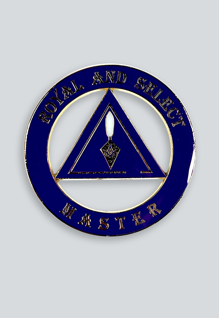 Royal &amp; Select Master Round Masonic Auto Emblem - [Purple &amp; Gold]