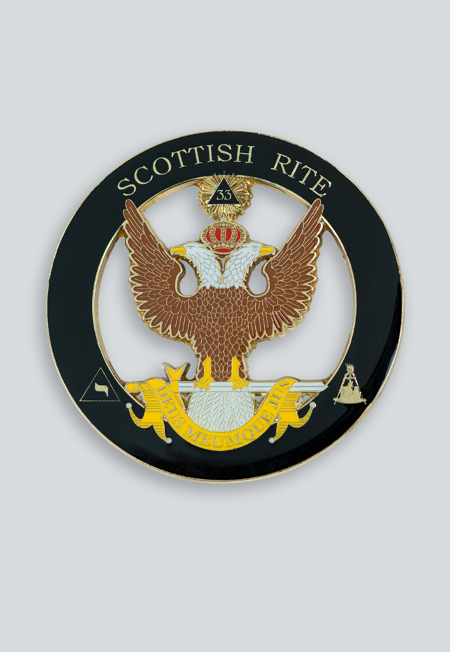 33rd Degree Double Headed Eagle Scottish Rite Round Masonic Auto Emblem - 