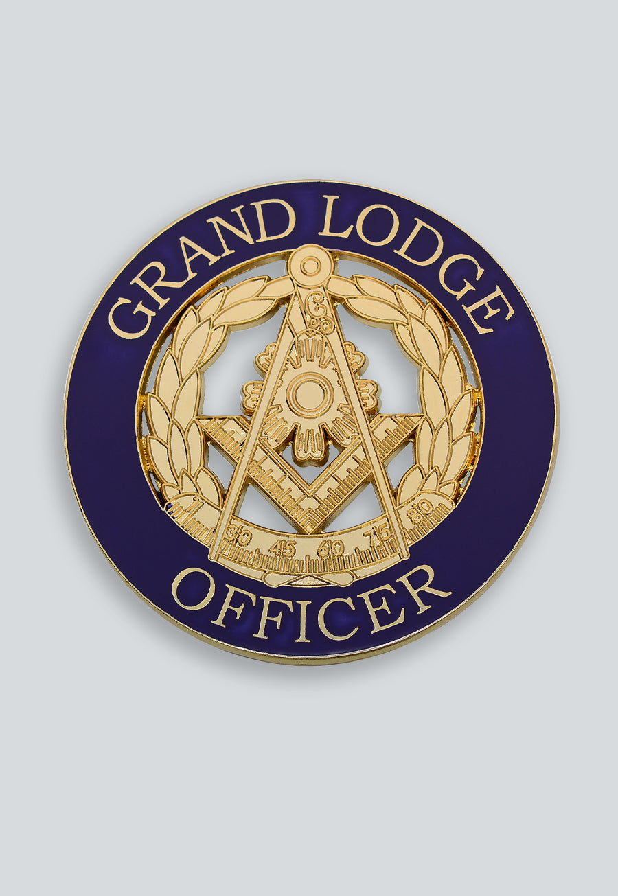 Grand Lodge Officer Round Masonic Auto Emblem - [Purple &amp; Gold]