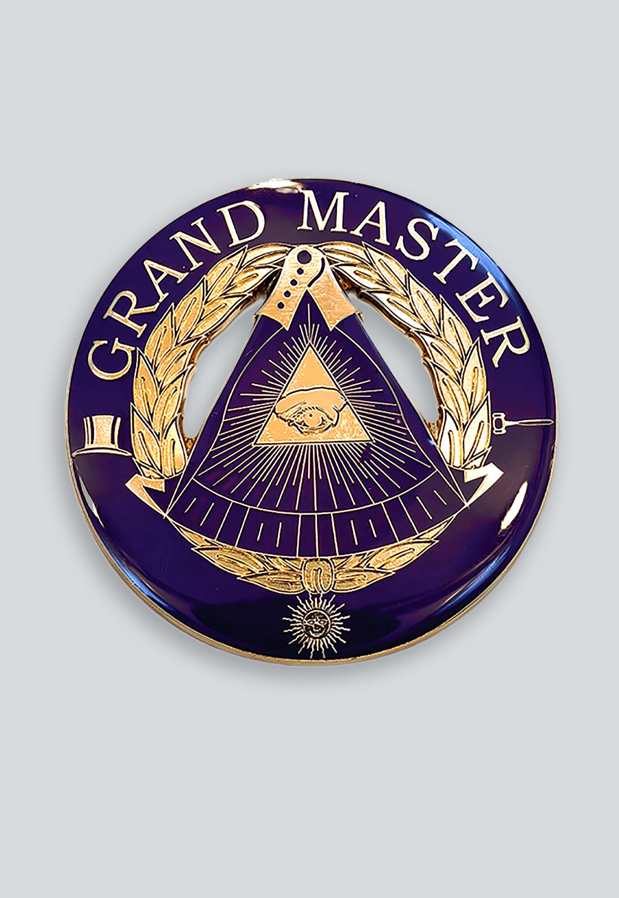 Grand Master Round Masonic Auto Emblem - [Purple &amp; Gold]