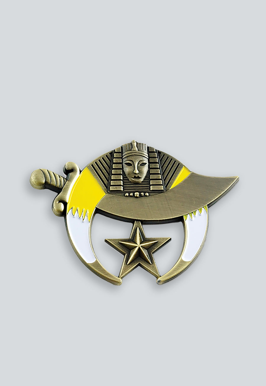 Shriner Masonic Auto Emblem - [Brushed Brass][2'' Tall]