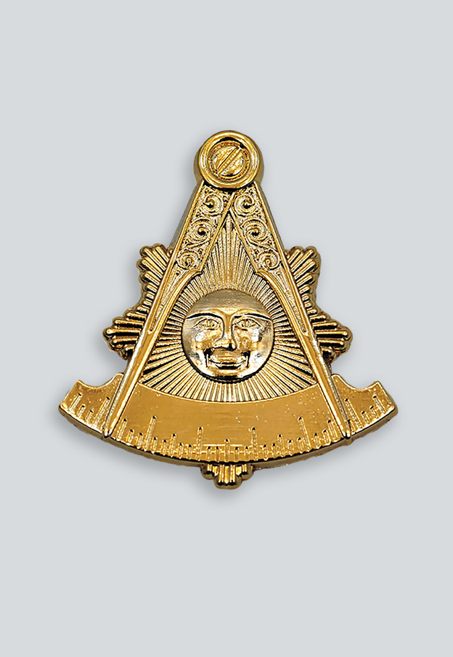 Sunburst Past Master Masonic Auto Emblem - [Gold][3'' Tall]