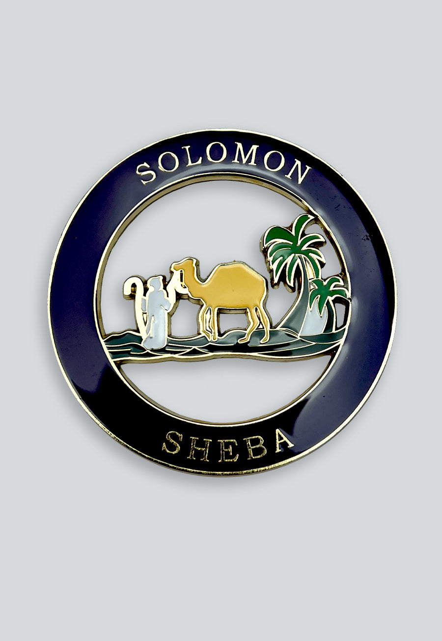 Solomon Sheba Round Masonic Auto Emblem - [Purple &amp; Gold]