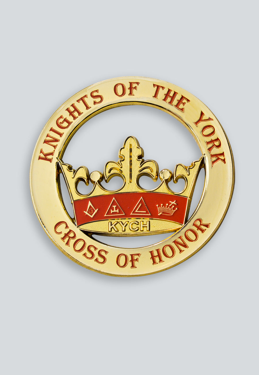Knights of the York Round Masonic Auto Emblem - [Gold &amp; Red]