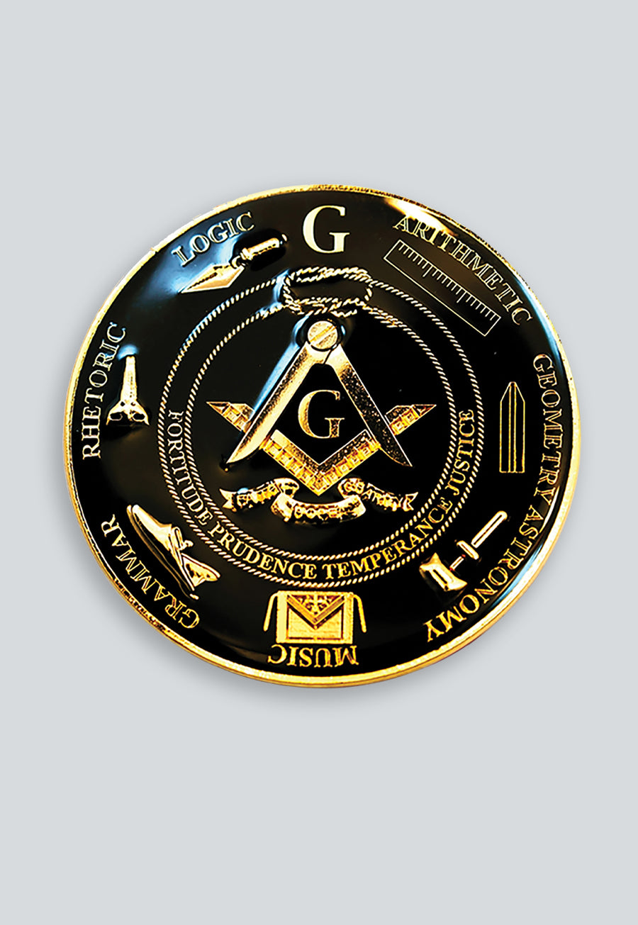 Seven Liberal Arts Round Masonic Auto Emblem - 