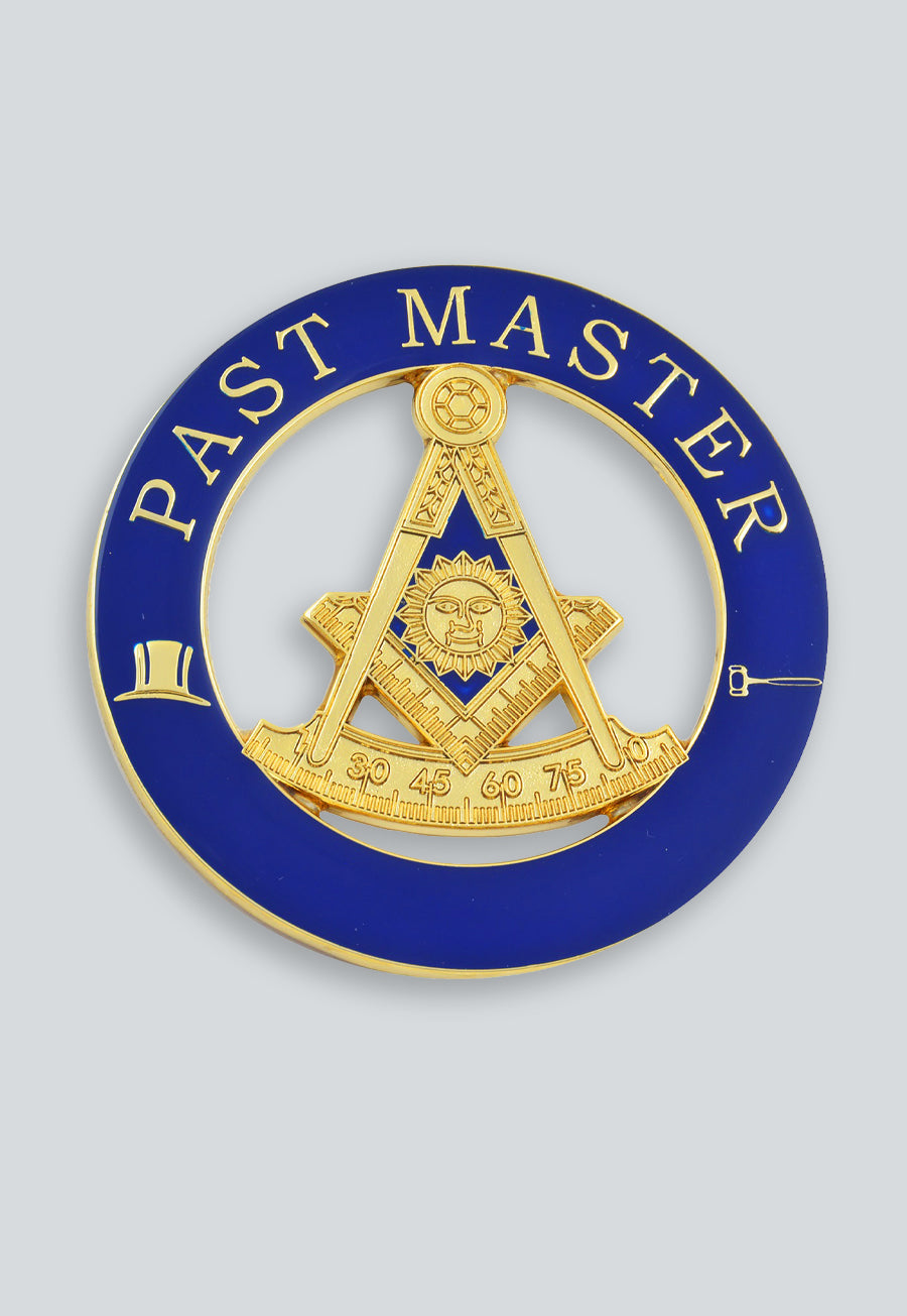 Past Master Round Masonic Auto Emblem - [Blue &amp; Gold]