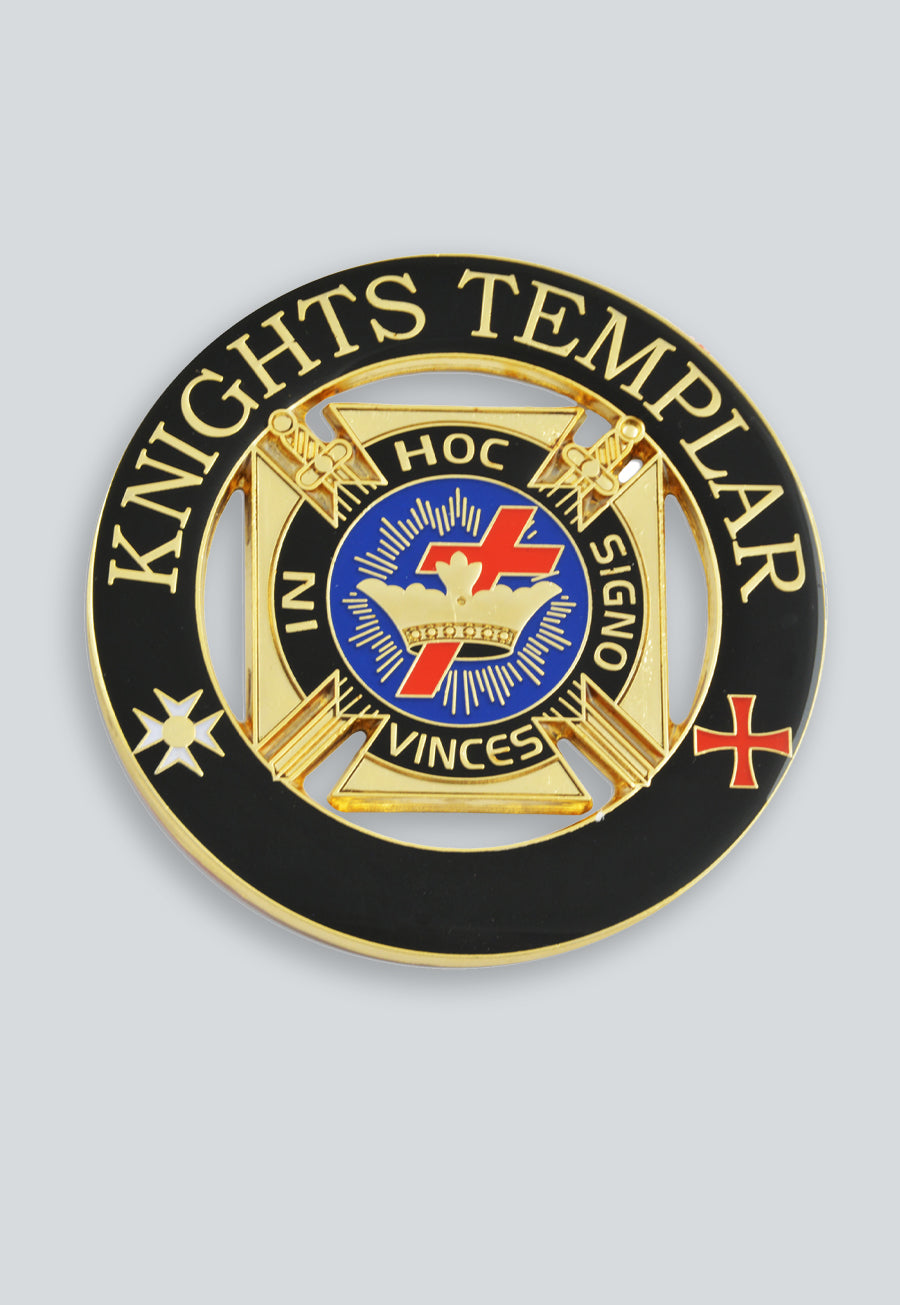 Knights Templar Round Masonic Auto Emblem - 