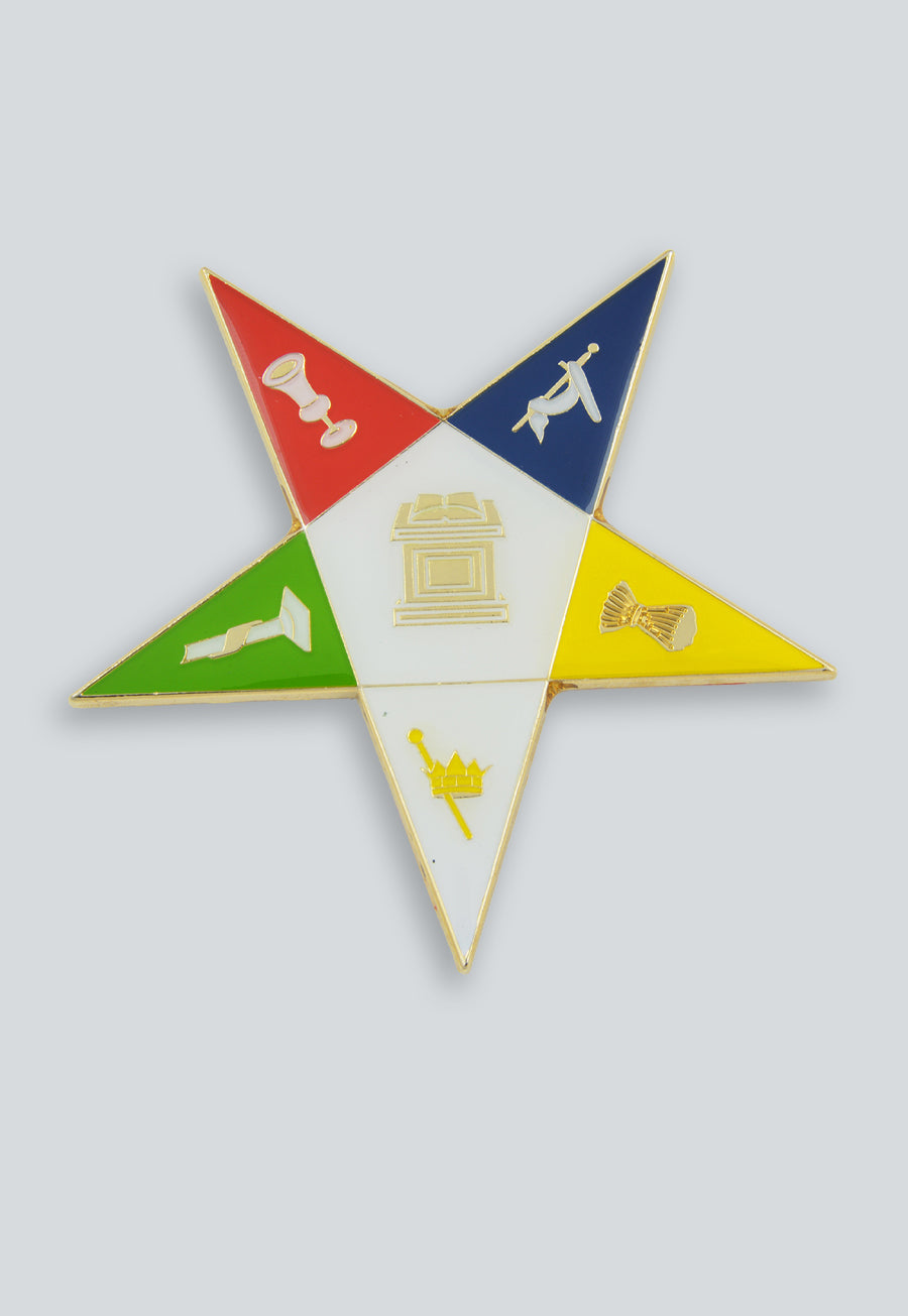 Order of the Eastern Star Masonic Auto Emblem - [White &amp; Gold][3'' Tall]