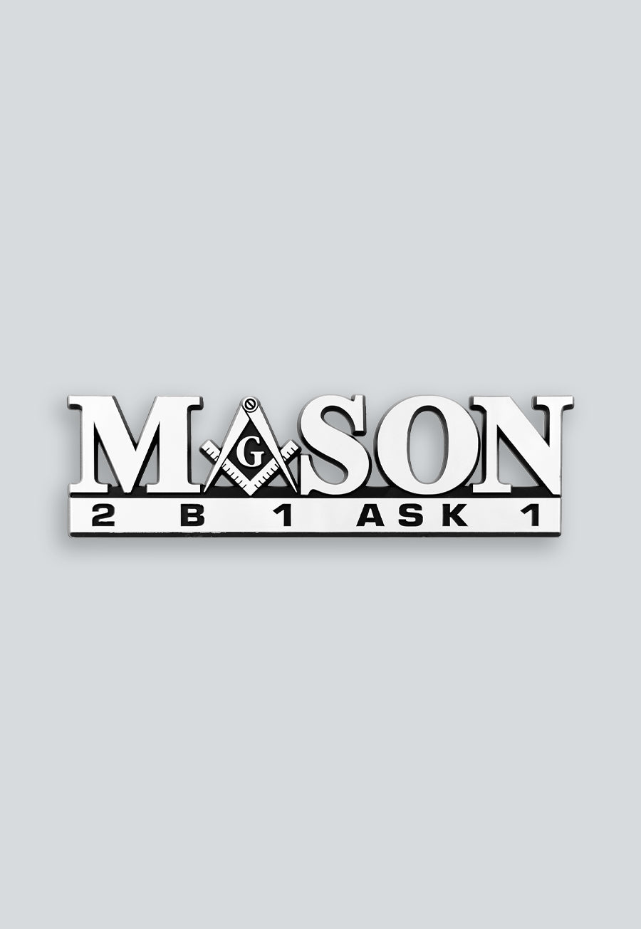 2B1 ASK1 Masonic Auto Emblem - [Chrome][9'' Wide x 2 1/2'' Tall]