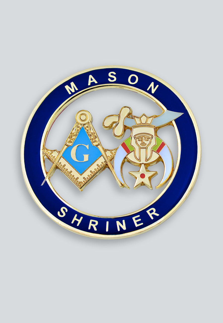 Mason Shriner Masonic Auto Emblem - [Blue & Gold]