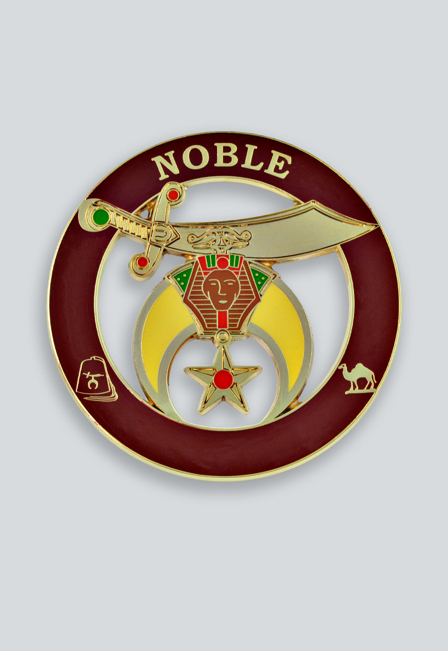 Noble Shriner Masonic Auto Emblem - [Burgundy &amp; Gold]