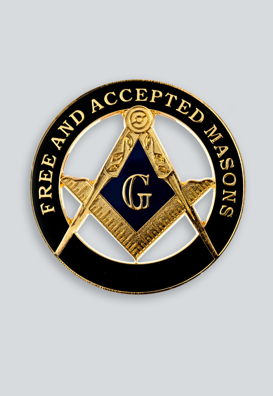 F&amp;AM Square &amp; Compass Round Masonic Auto Emblem - 