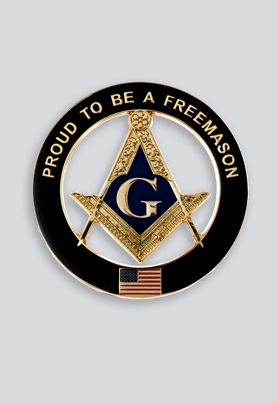 Proud to be a Freemason Round Masonic Auto Emblem - 