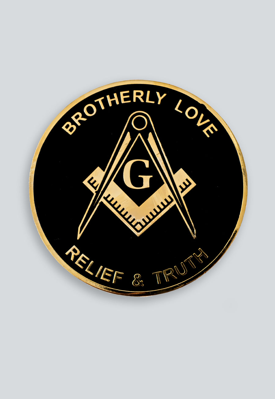 Brotherly Love Relief and Truth Round Masonic Auto Emblem - 