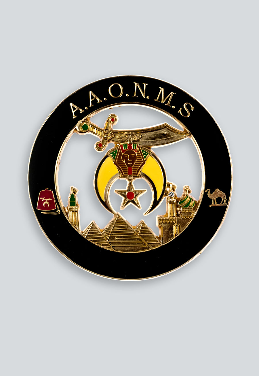 Shriner AAONMS Round Masonic Auto Emblem - 