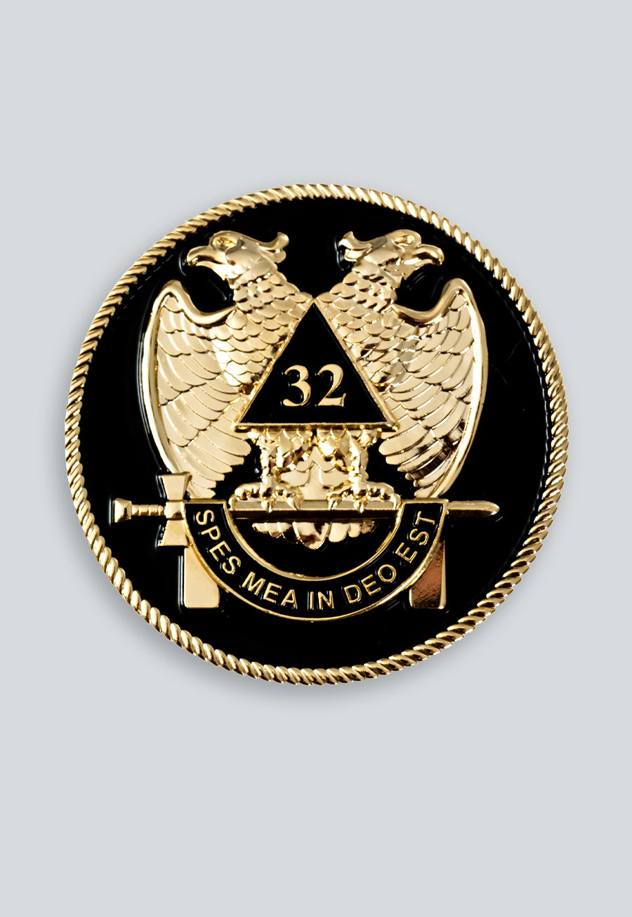 32nd Degree Scottish Rite Round Masonic Auto Emblem - [2'' Diameter]