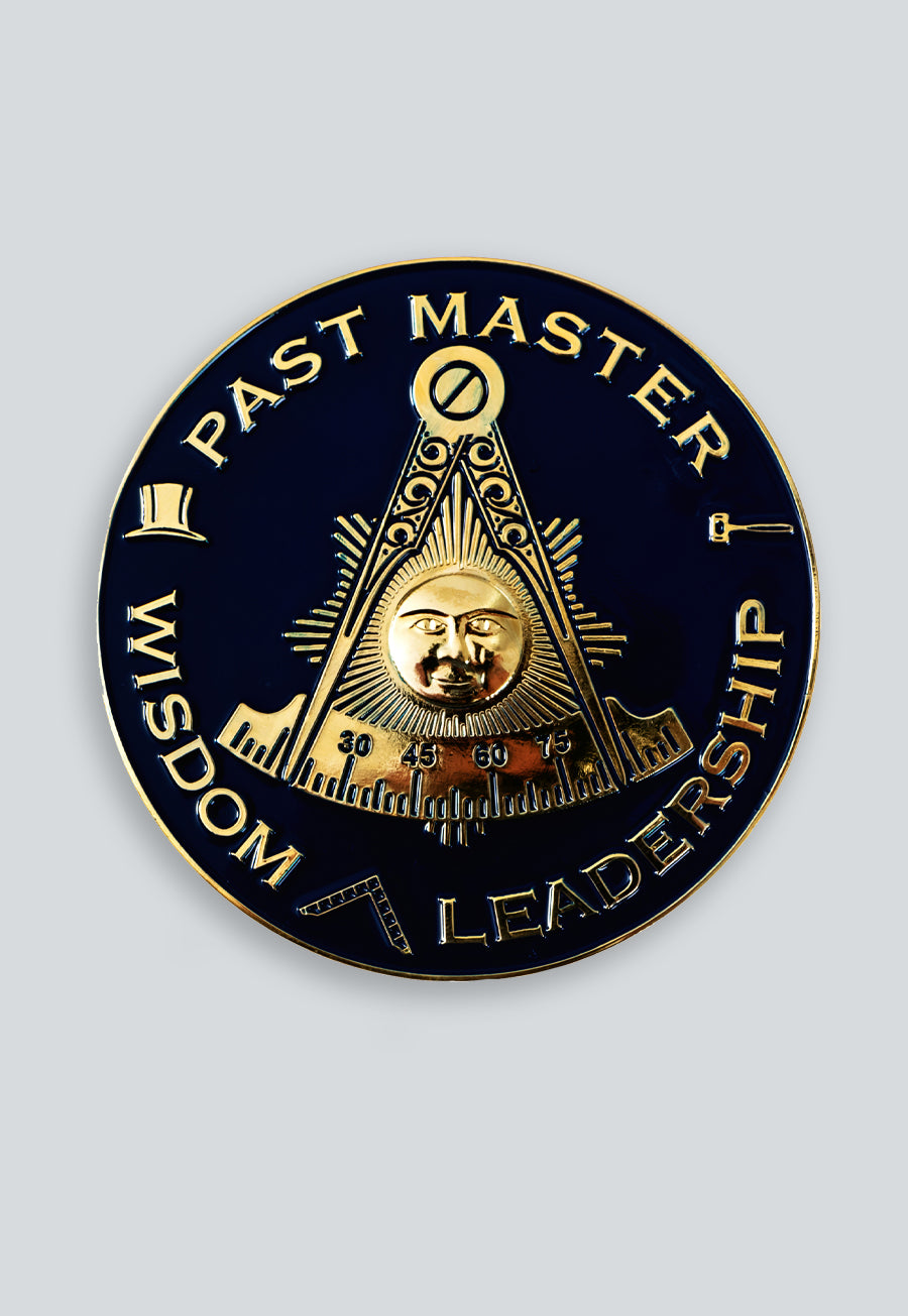 Past Master Wisdom Leadership Round Masonic Auto Emblem - 