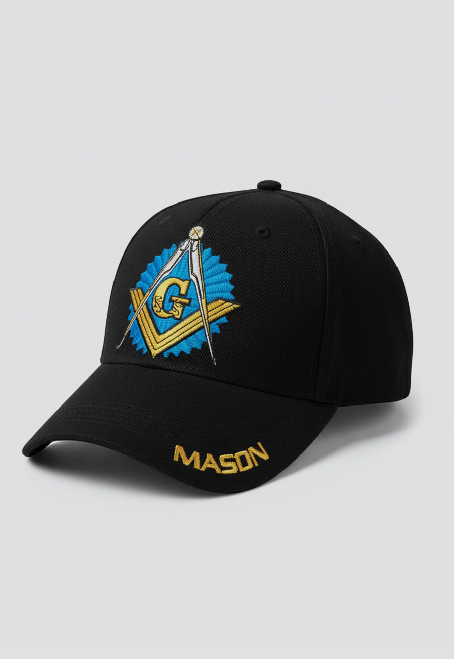 Shining Square &amp; Compass Masonic Adjustable Baseball Cap