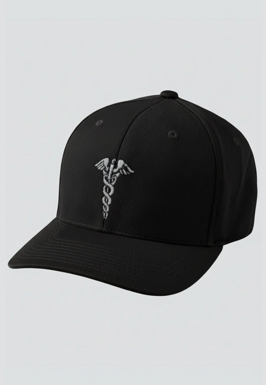 Caduceus Embroidered Masonic Flexfit Adult Cool &amp; Dry Sport Hat