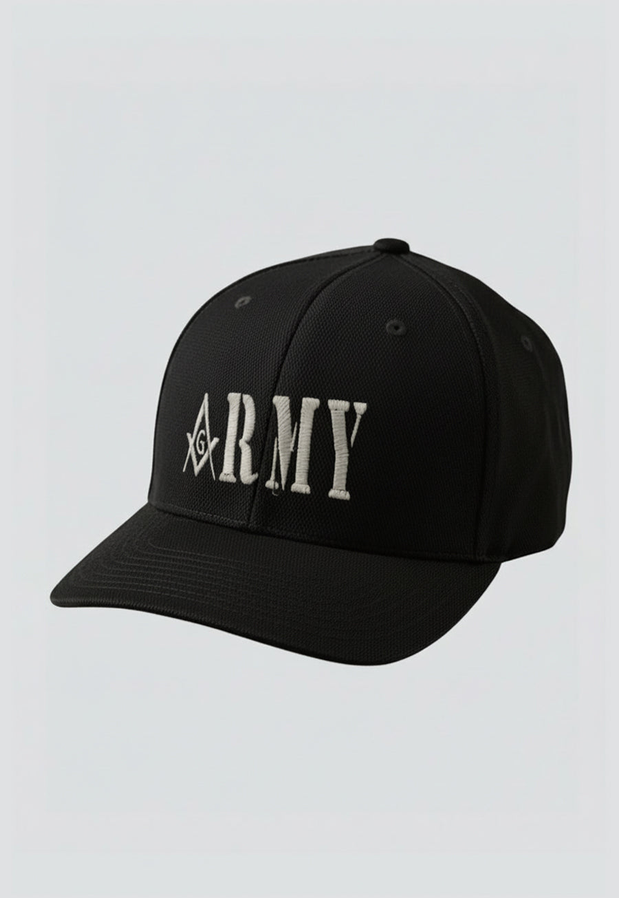 Army Embroidered Masonic Flexfit Adult Cool &amp; Dry Sport Hat