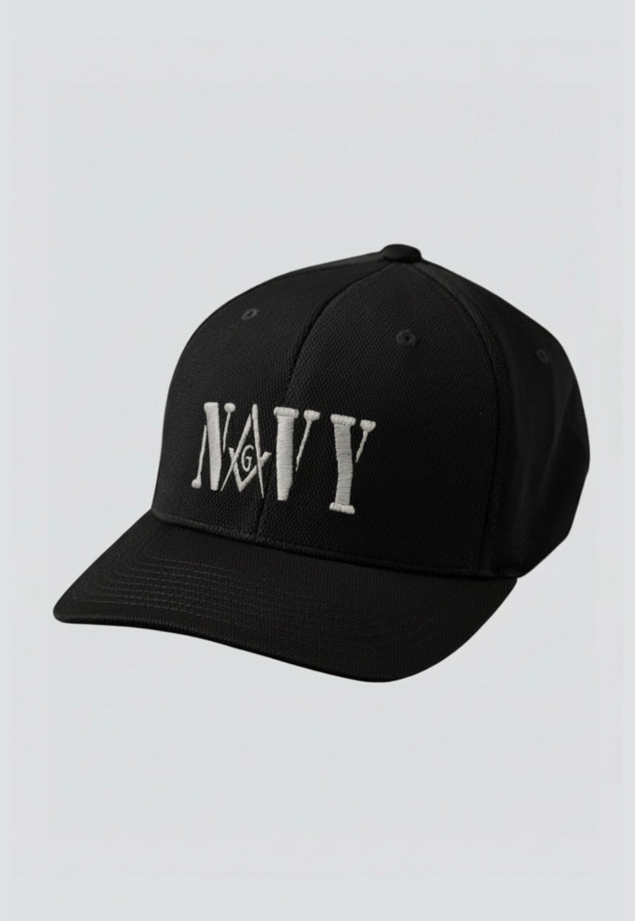 Navy Embroidered Masonic Flexfit Adult Cool &amp; Dry Sport Hat