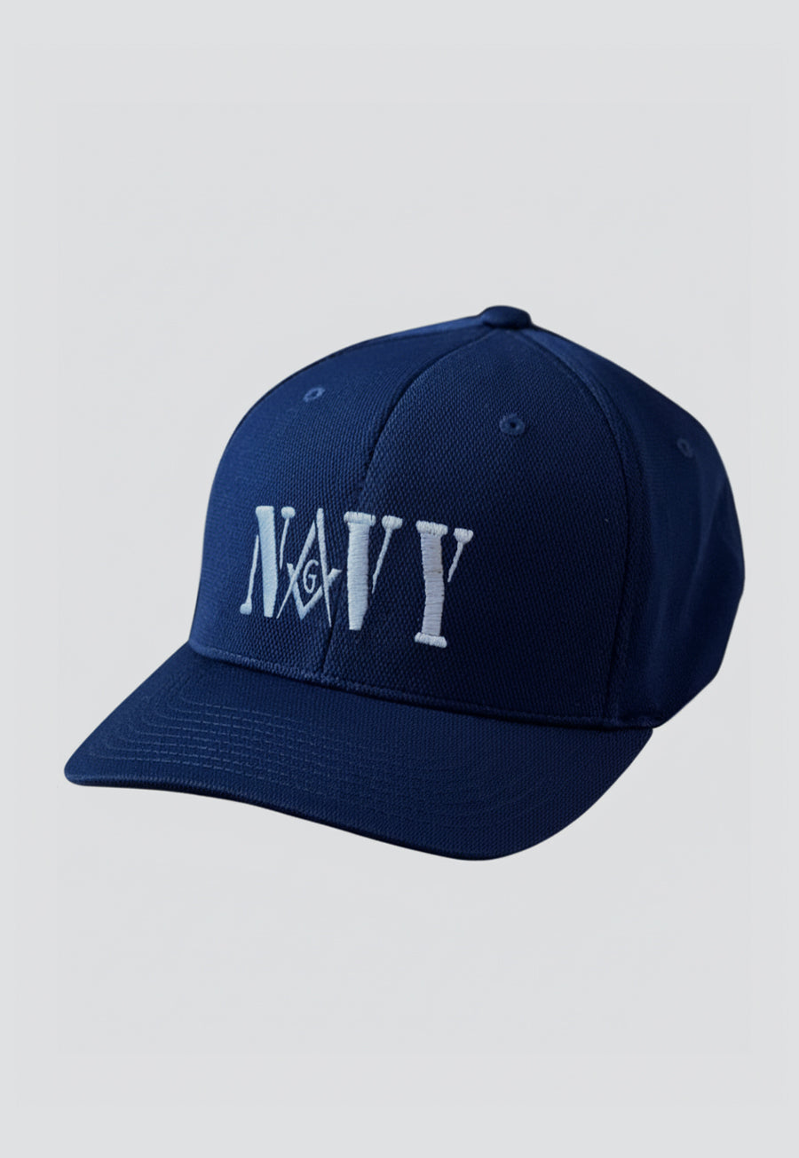 Navy Embroidered Masonic Flexfit Adult Cool &amp; Dry Sport Hat