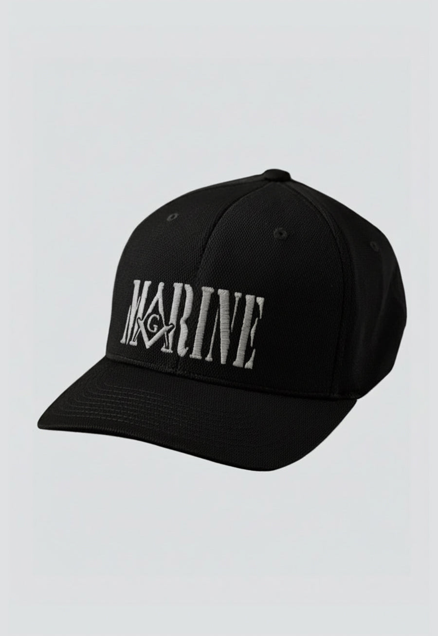 US Marine Embroidered Masonic Flexfit Adult Cool &amp; Dry Sport Hat
