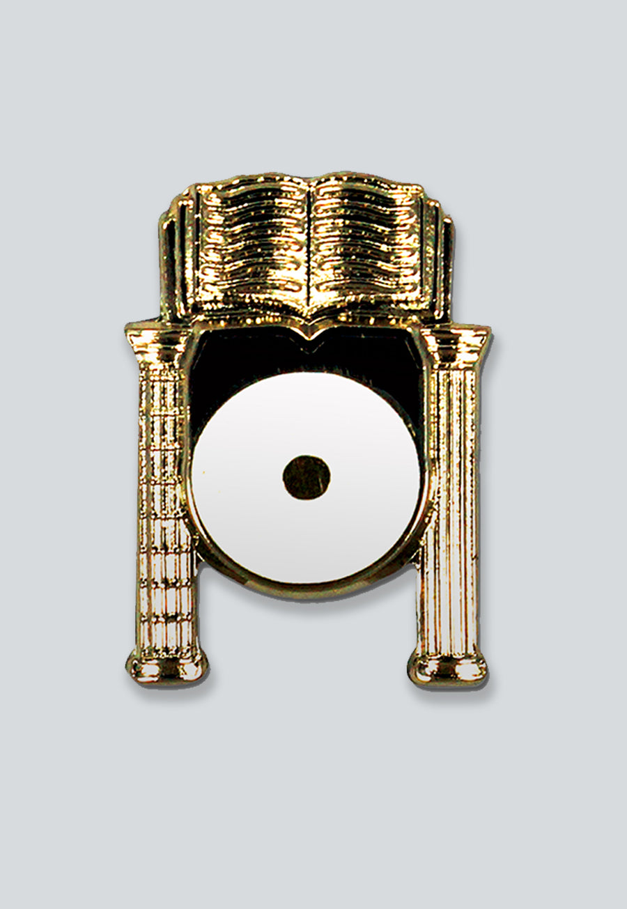 Point within a Circle Inside Columns Masonic Lapel Pin - [Silver &amp; White][3/4'' Tall]