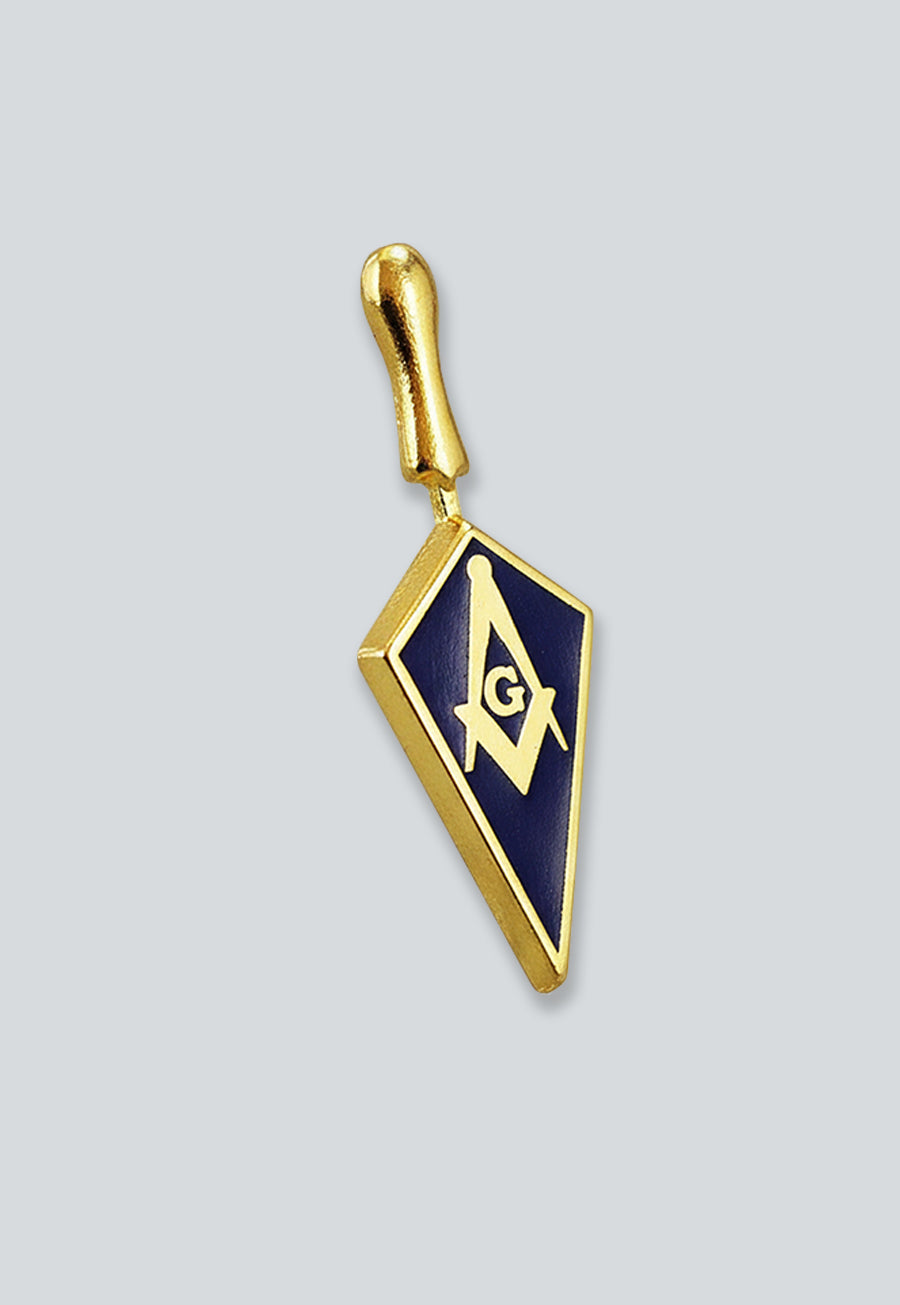 Trowel with Square &amp; Compass Masonic Lapel Pin - [Blue &amp; Gold][1'' Tall]
