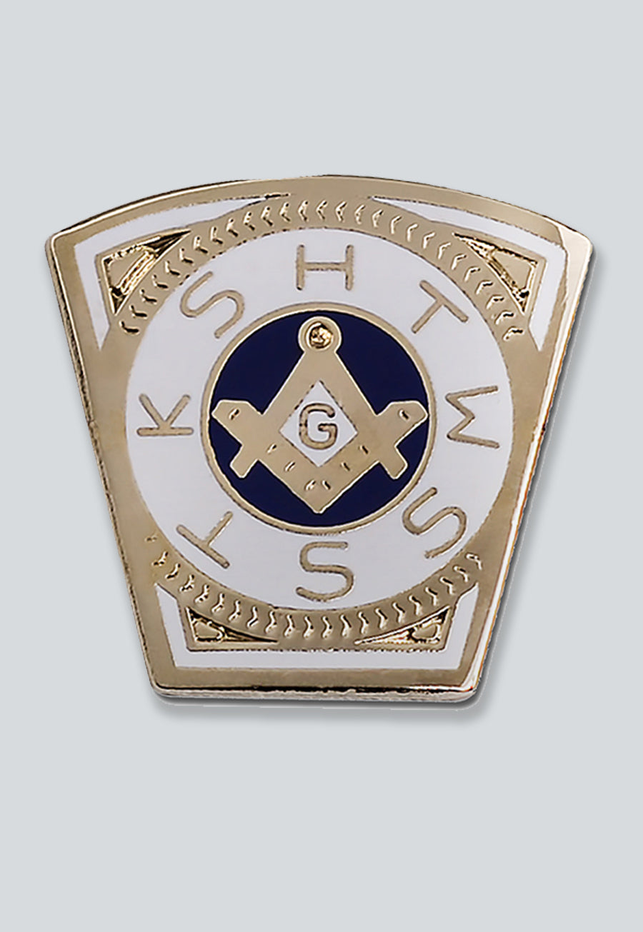 Mark Keystone Masonic Lapel Pin - [Gold & White][3/4'' Tall]