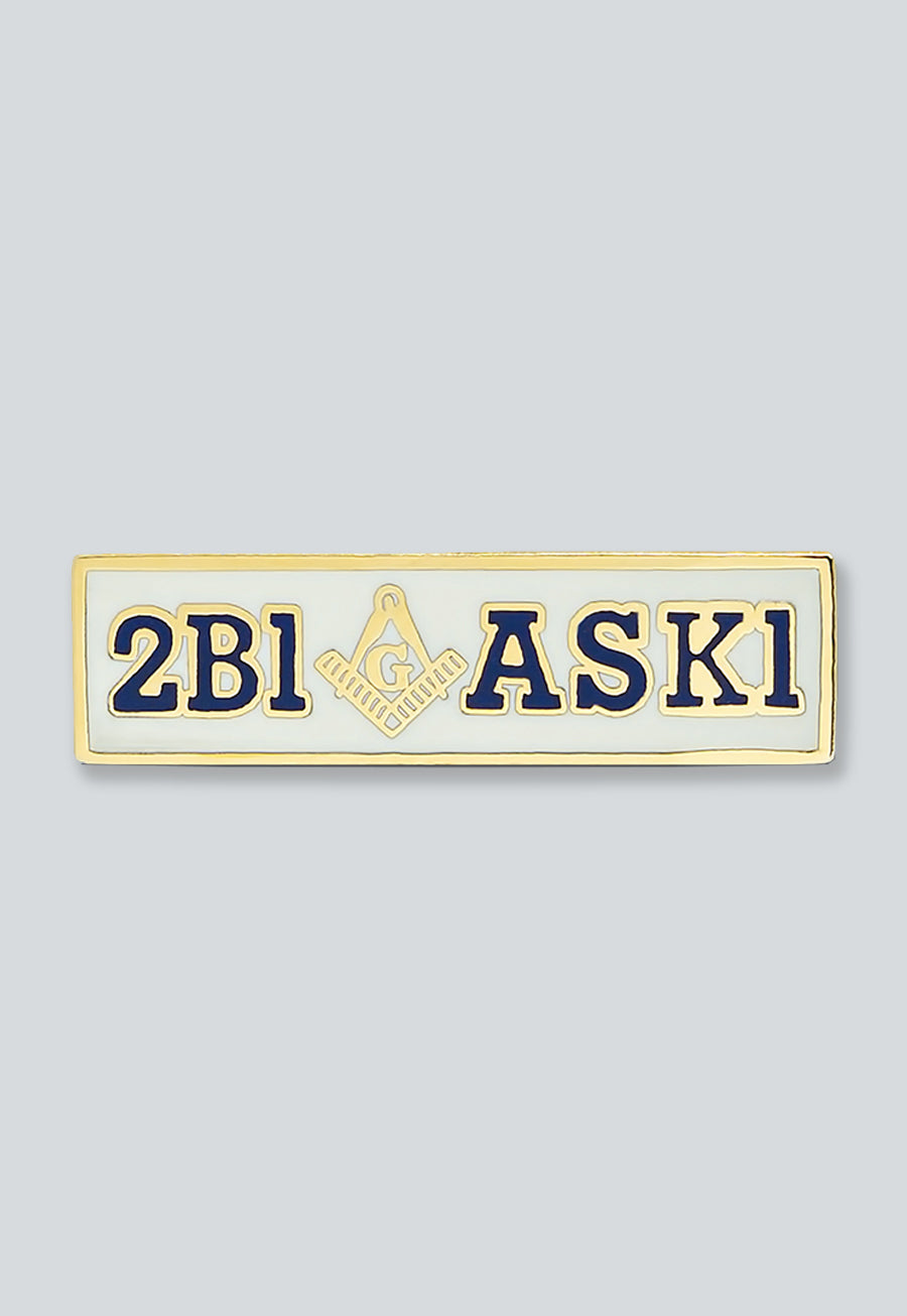 2B1ASK1 Masonic Lapel Pin - [White & Gold][1'' Wide]