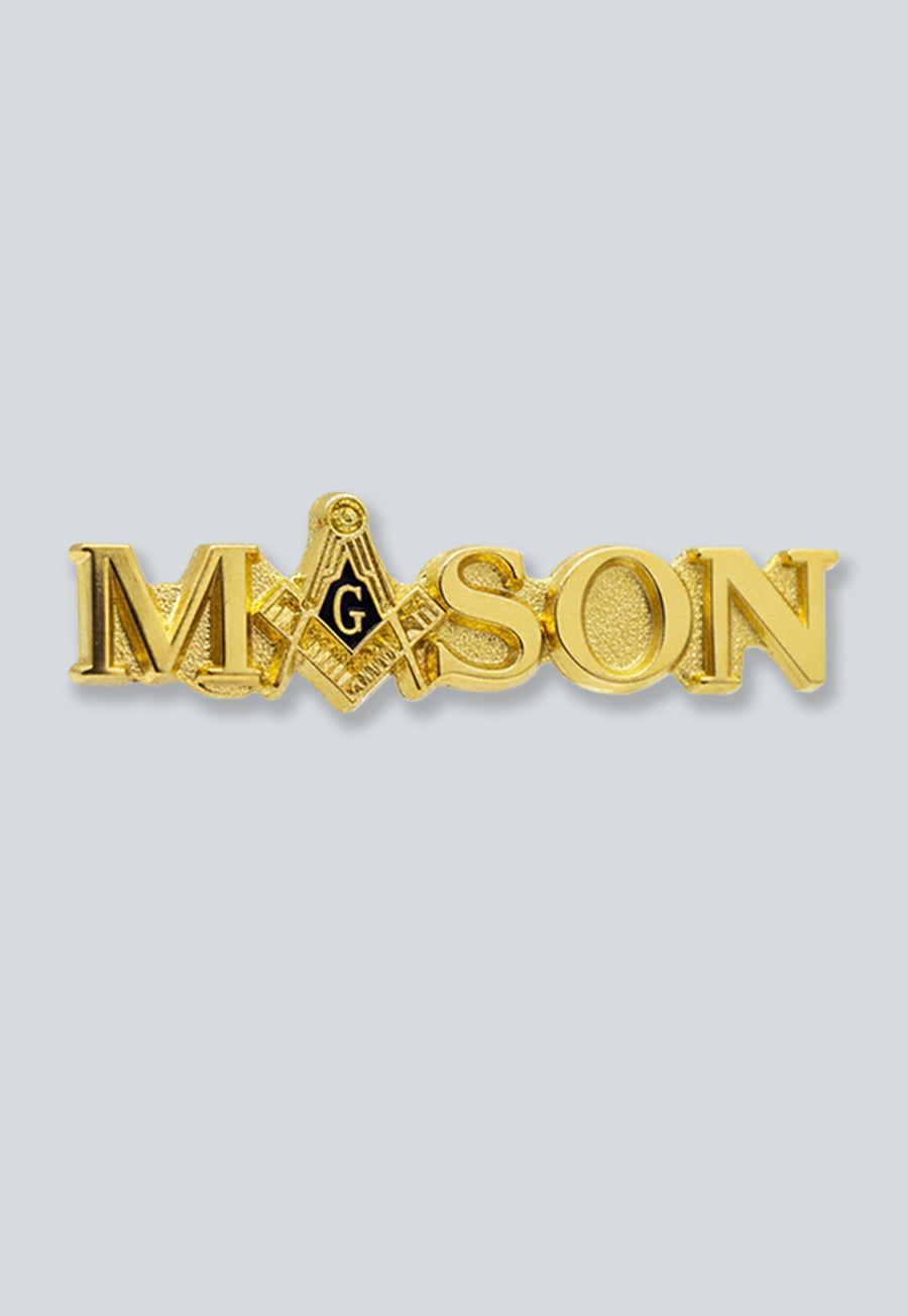 Mason Square &amp; Compass Masonic Lapel Pin - [Gold &amp; Blue][1'' Wide]