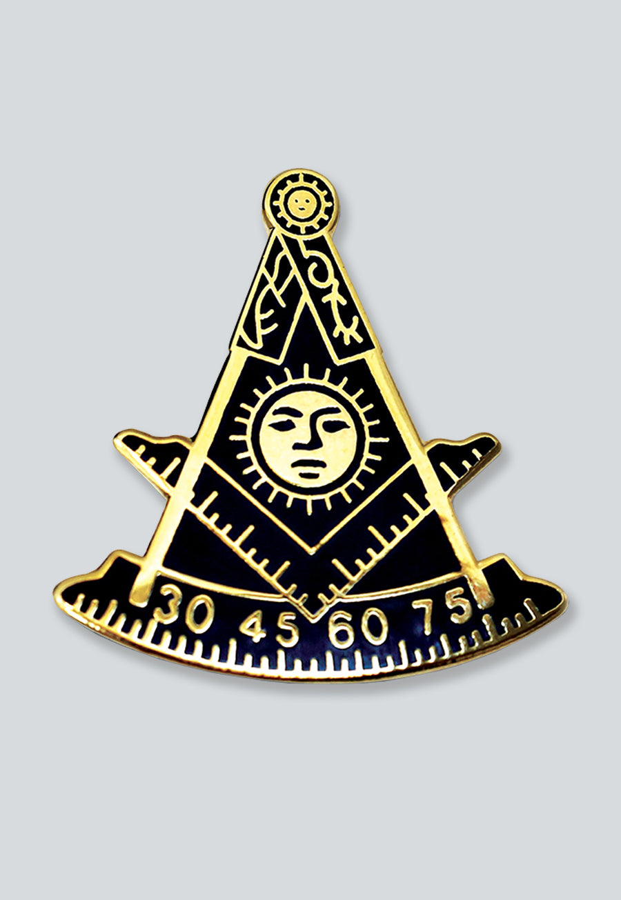 Past Master Masonic Lapel Pin - [Blue &amp; Gold][1'' Tall]