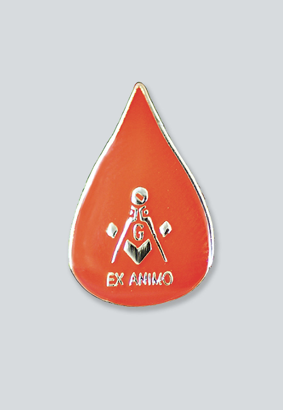 Ex Animo Masonic Lapel Pin - [Red &amp; Gold][3/4'' Tall]