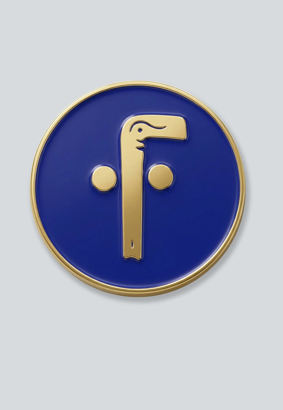 Tubal Cain Round Masonic Lapel Pin - [Blue &amp; Gold][1'' Diameter]