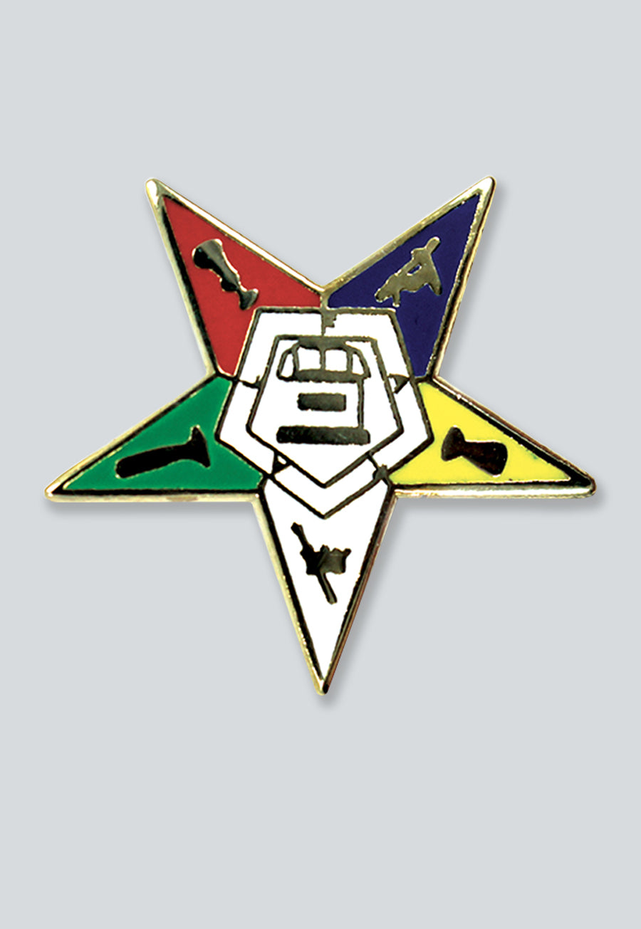 Order of the Eastern Star Masonic Lapel Pin - [Gold &amp; White][3/4'' Tall]