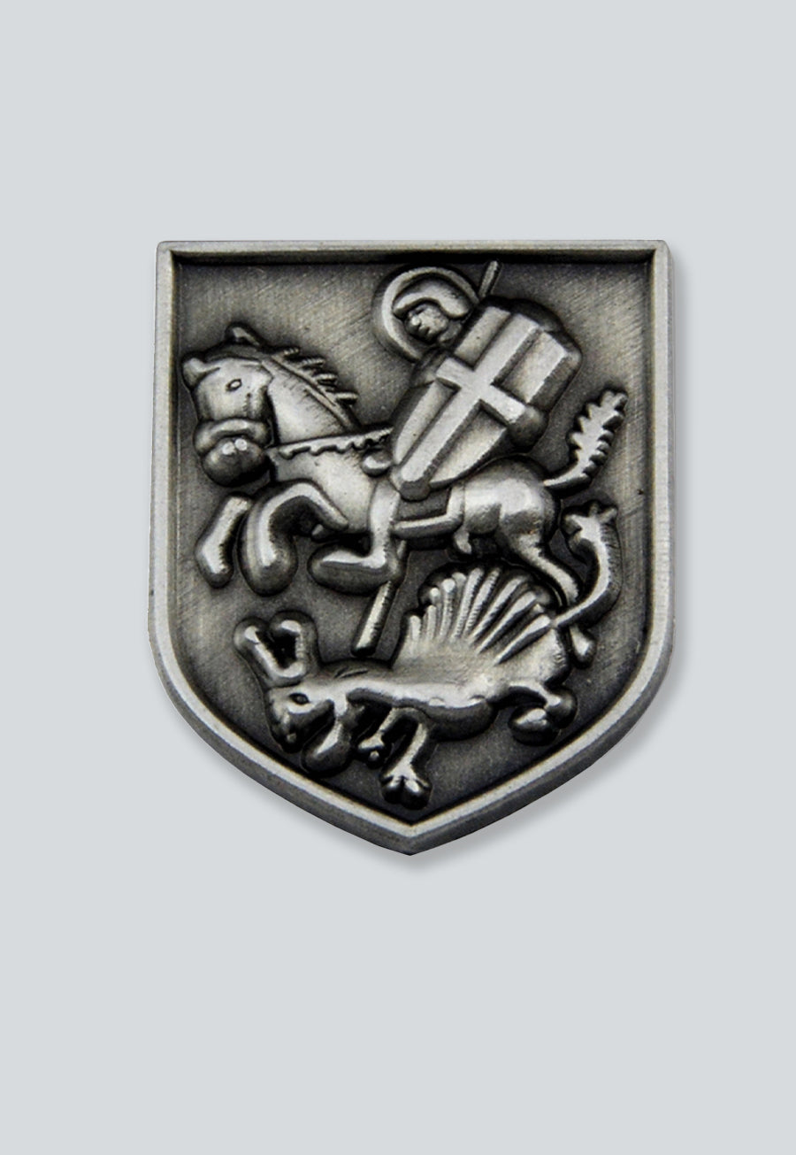 St. George Slaying the Dragon Masonic Lapel Pin - [Antique Silver][3/4'' Tall]