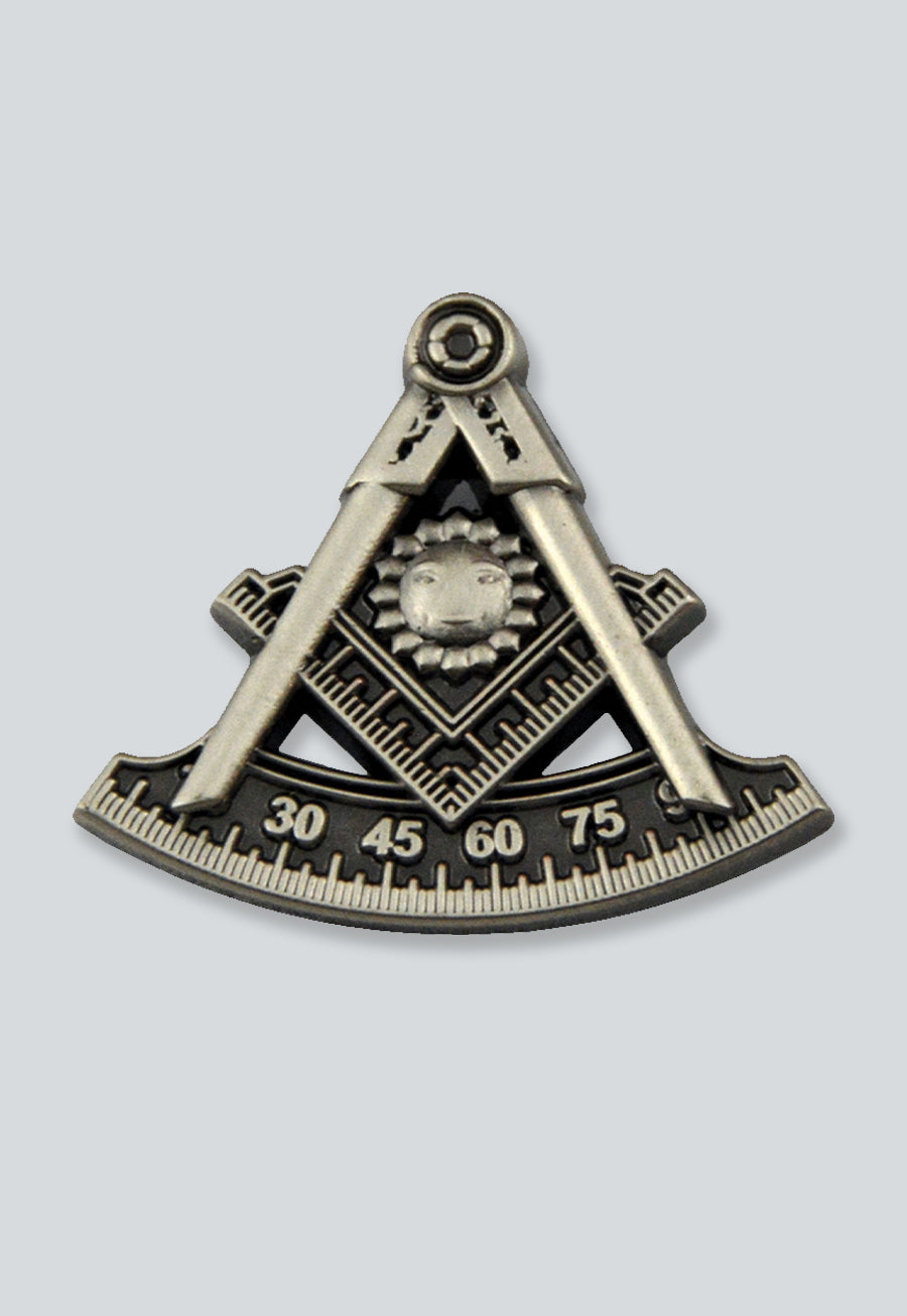 Past Master Masonic Lapel Pin - [Antique Silver][7/8'' Tall]