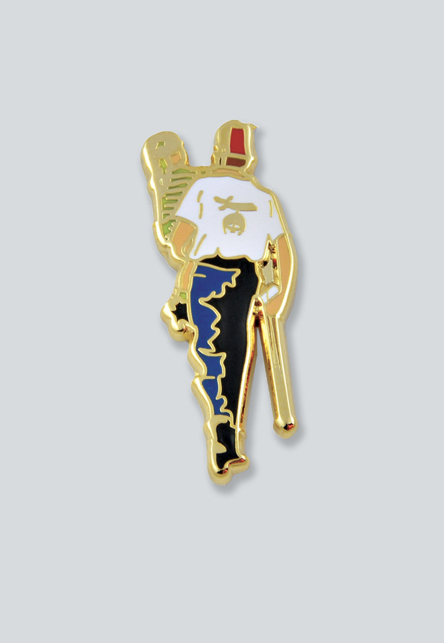 Shriner Silent Messenger Masonic Lapel Pin - [Gold &amp; White][1'' Tall]
