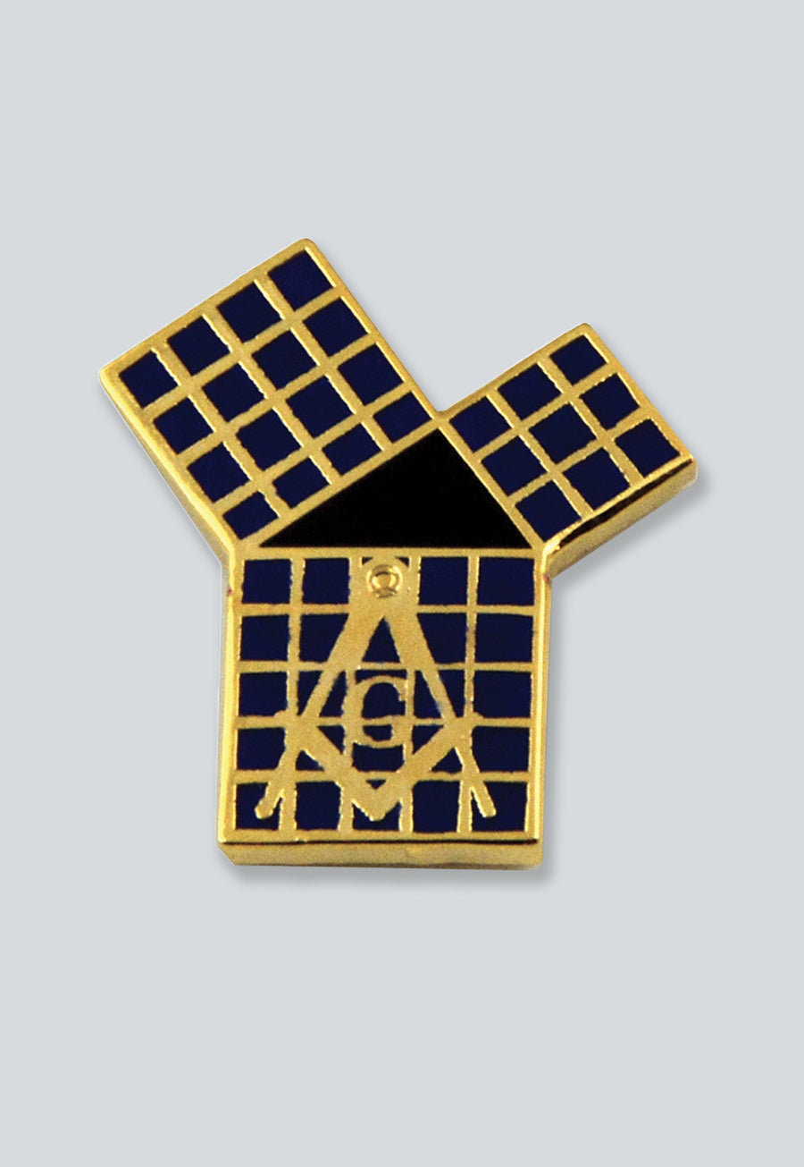 Euclid's 47th Proposition with Grid Masonic Lapel Pin - [Blue &amp; Gold][3/4'' Tall]