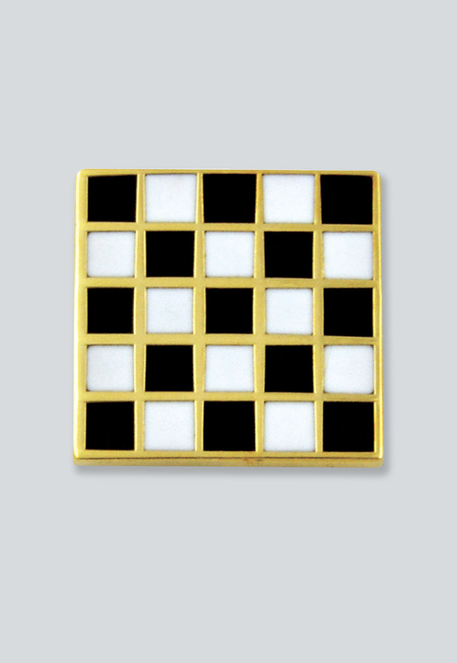 Mosaic Pavement Masonic Lapel Pin - [Black &amp; White][5/8'' Tall]