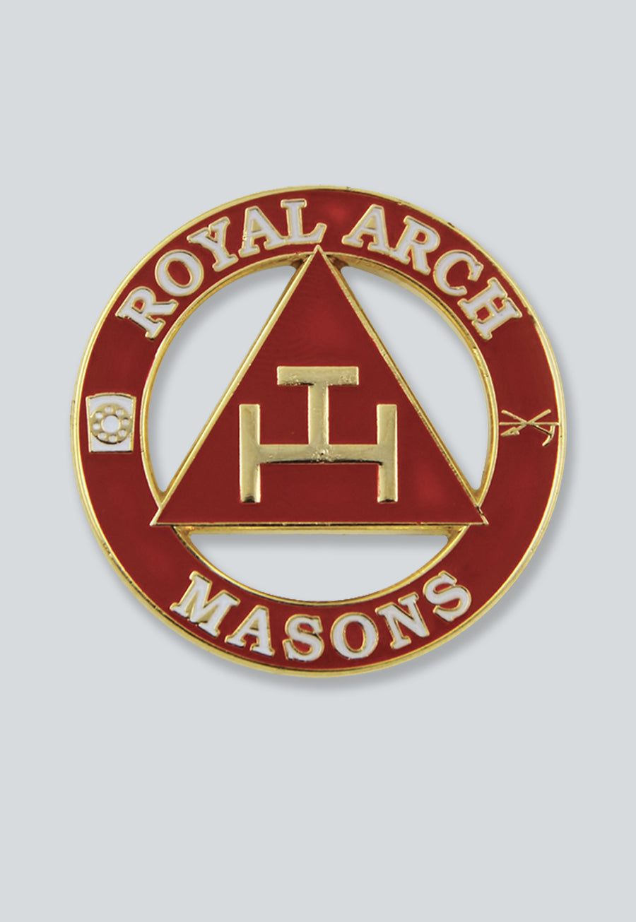 Royal Arch Masons Round Masonic Lapel Pin - [Red &amp; Gold][1 1/4'' Diameter]