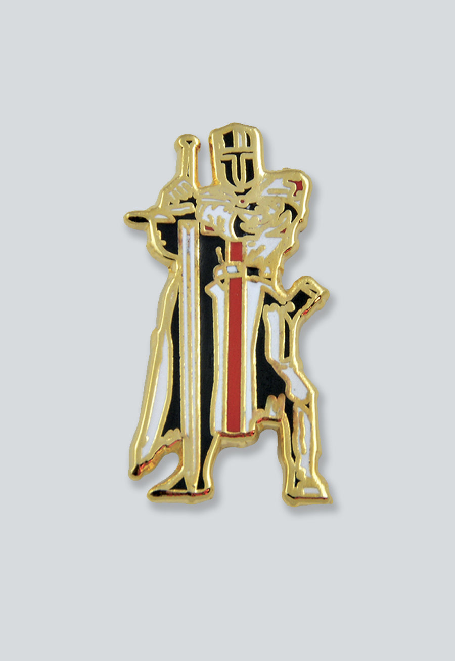 Christian Army Knights Templar Crusader Masonic Lapel Pin - [Gold &amp; Black][1'' Tall]