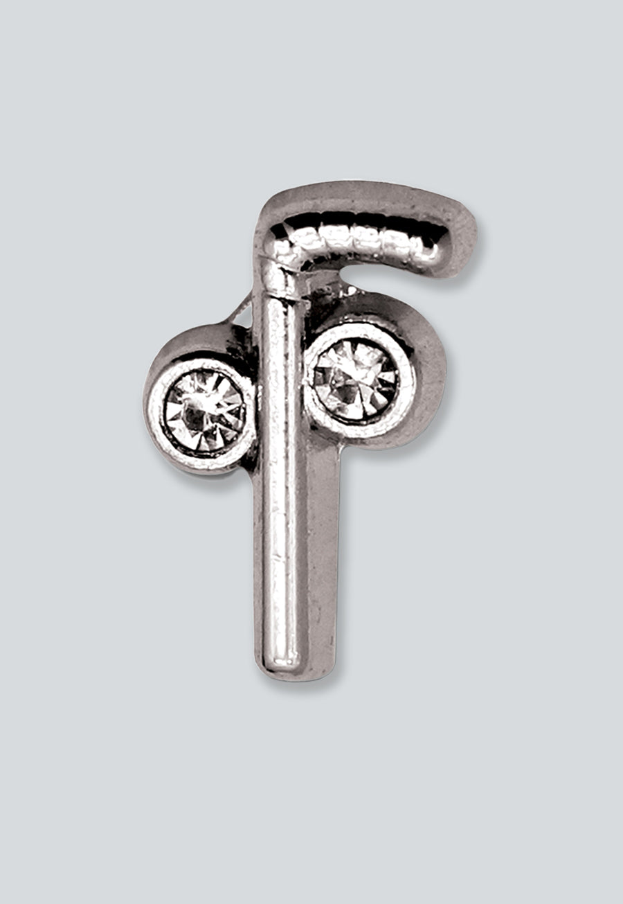 Tubal Cain with Rhinestone Masonic Lapel Pin - [Silver][1/2'' Tall]