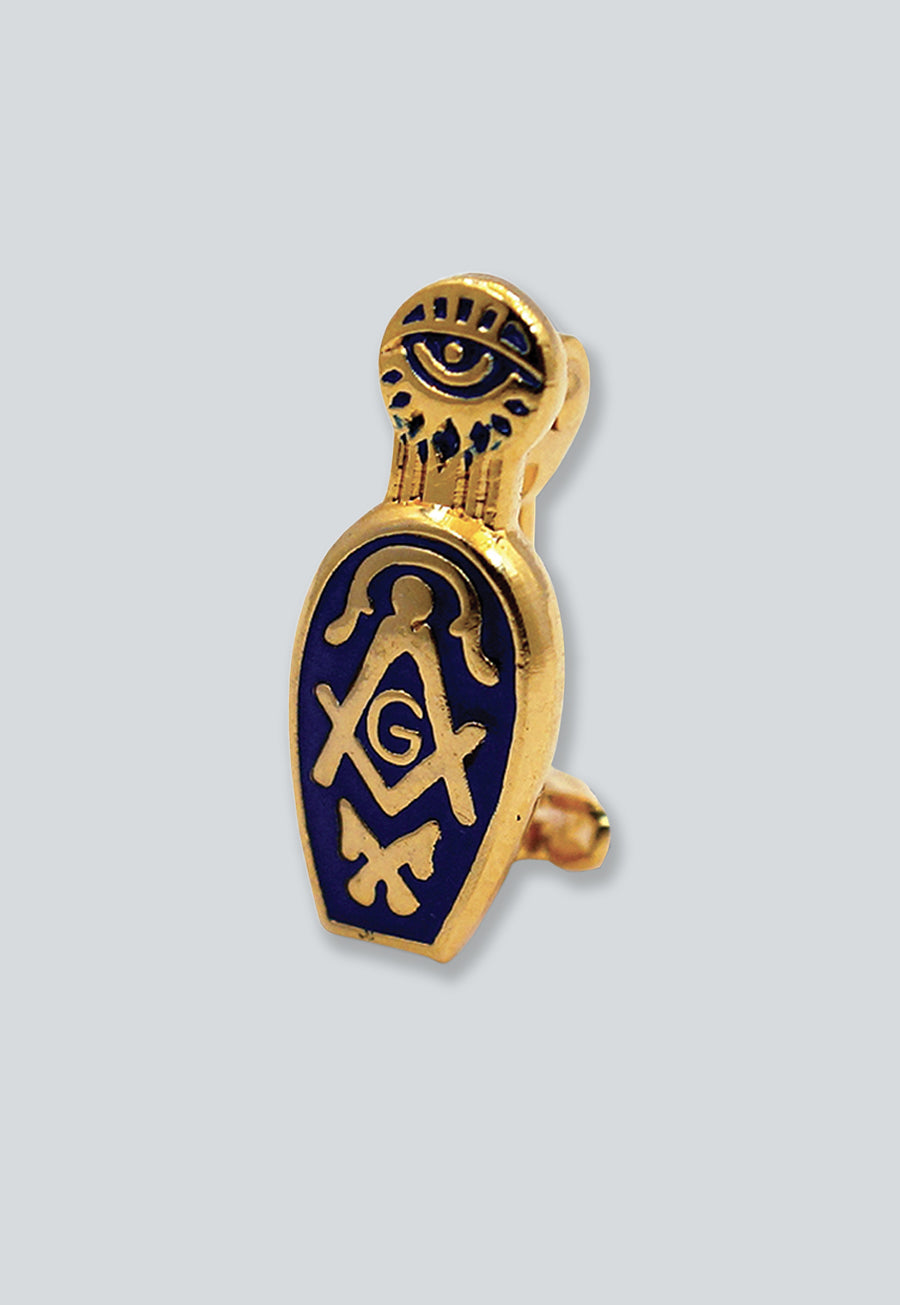 Widow's Slipper Masonic Lapel Pin - [Blue &amp; Gold][5/8'' Tall]