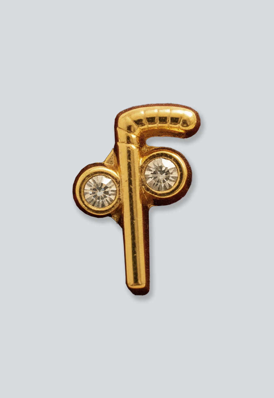 Tubal Cain with Rhinestone Masonic Lapel Pin - [Gold][1/2'' Tall]