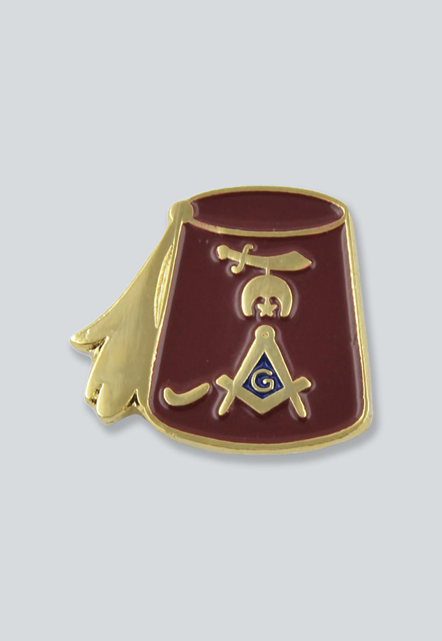 Shriner Fez Masonic Lapel Pin - [Red &amp; Gold][3/4'' Tall]