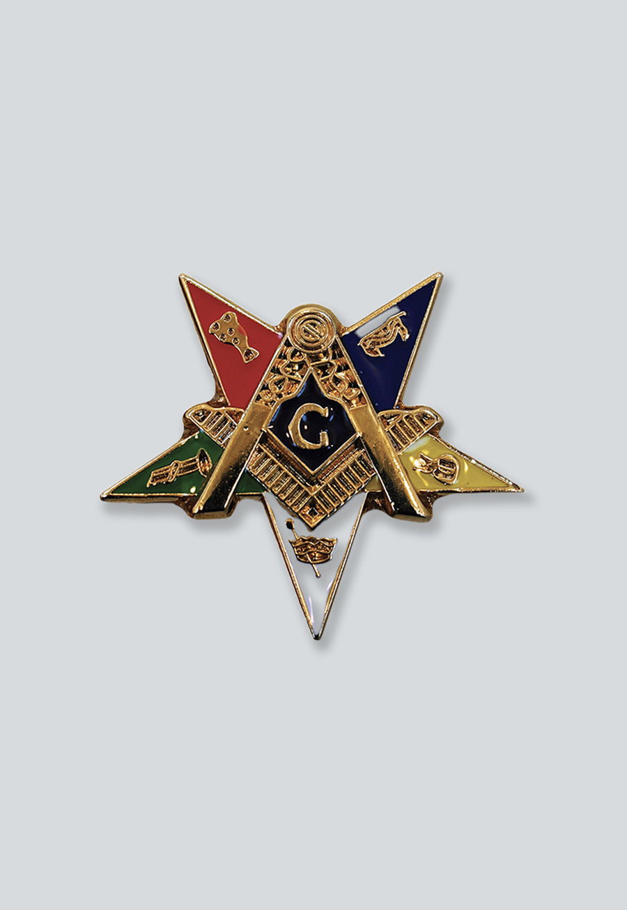 Order of the Eastern Star Patron Masonic Lapel Pin - [Gold &amp; Blue][1'' Tall]